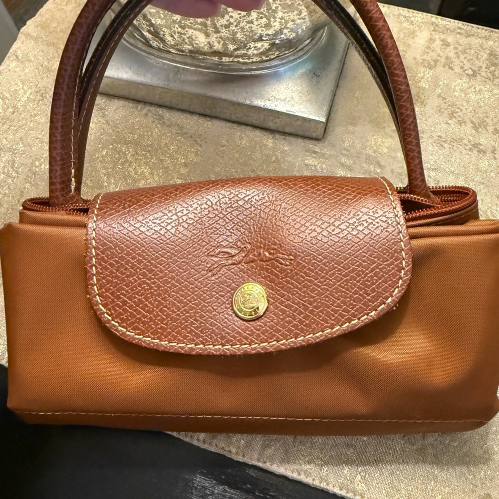 Longchamp cognac brown small Le Pliage Handbag